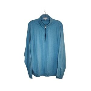 Peter Millar Blue Long Sleeve 100% Cotton Quarter Zip Pullover Size XL